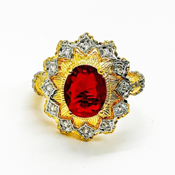 NWT Gorgeous large cocktail ring with Red stone adjustable size - Picture 11 of 16